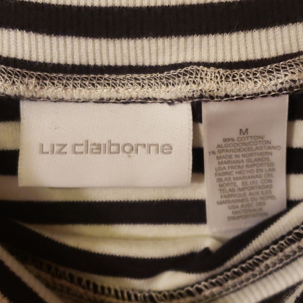 ⏬️Liz Claiborne Striped top sz M - Picture 3 of 3